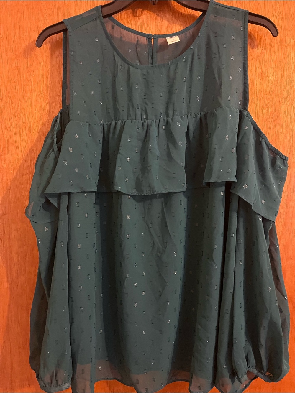 Old Navy Teal Cold-Shoulder Ruffle Top